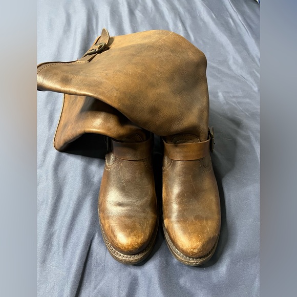 FRYE Veronica Tall Brown Leather Slouch Boots - Picture 4 of 5